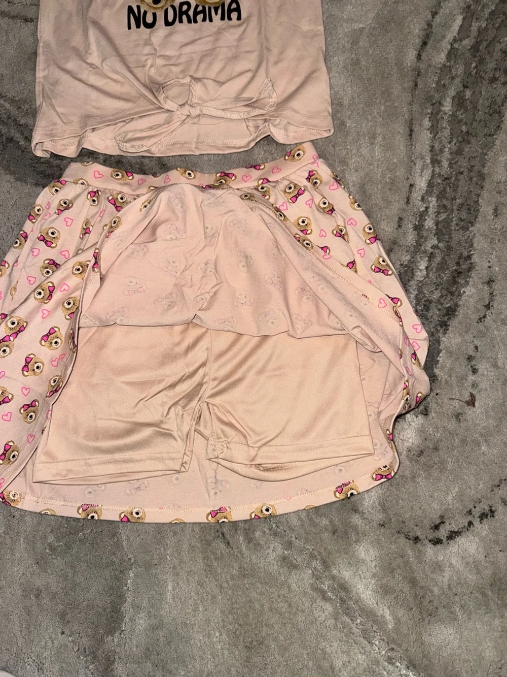 Girls Pink Teddy 'Be Flawless No Drama' Skort Set